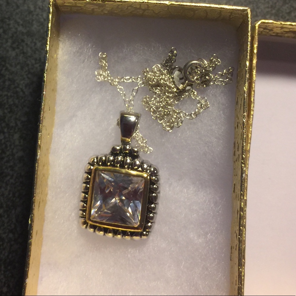 925 w/14K Gold Plated 6.96 ctw CZ Necklace NWT